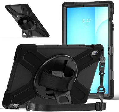 Kopertinë tablet eStuff eSTUFF Defender Austin, për Galaxy Tab S10 FE+, me rrip dhe mbajtës, e zezë