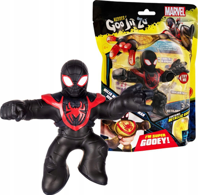 Figurë lodër Heroes of Goo Jit Zu Marvel Miles Morales Spider-Man, 11 cm, super elastike, e zezë me të kuqe