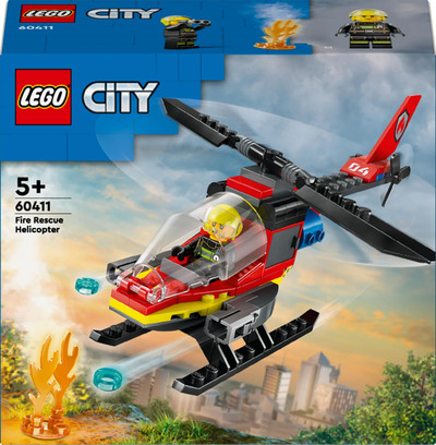 Set lodër LEGO City Fire Rescue Helicopter 60411, helikopter zjarrfikës, për fëmijë