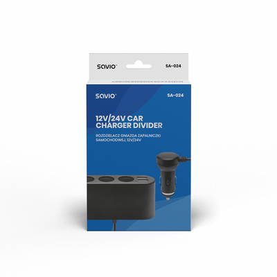 Adapter çakmaku Savio SA-024, 3 porta, 2x USB, i zi
