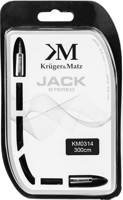 Kabllo audio Kruger&amp;Matz KM0314, Jack 3.5mm me Jack 3.5mm, 3m, gri