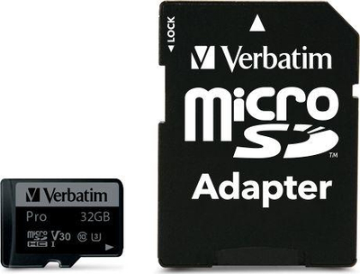 Memorie Verbatim Pro MicroSDHC, 32 GB