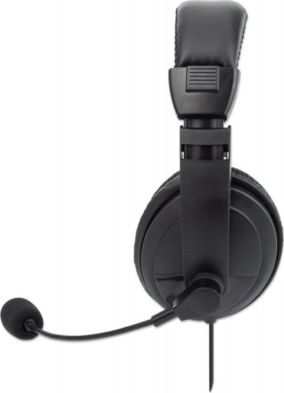 Kufje Manhattan Stereo USB, që rrinë mbi vesh, me mikrofon, lidhje USB-A, të zeza