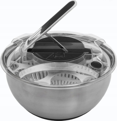 Centrifugë sallate inoks, 3.5L, me levë, ngjyrë argjendtë