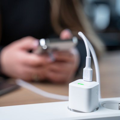 Кабел за полнење Green Cell PowerStream, USB C во Lightning, 1m, MFi, бел