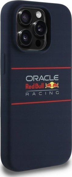 Mbrojtëse telefoni Red Bull për iPhone 15 Pro, silikon MagSafe, logo horizontale, blu navy