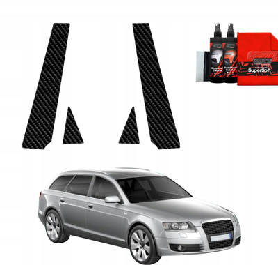 Заштитна карбон фолија за столбови B и C за Audi A6 C6 Avant 2004–2008, сет 4во1, црна