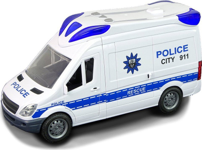 Makine policie interaktive LeanToys, me drita dhe zhurma, me dyer që hapen, e bardhë