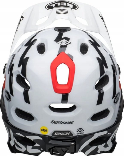 Helmë malore Bell Super DH Mips Full Face, MIPS Spherical, Overbrow Ventilation, e zezë e bardhë