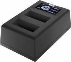 Karikues dykanalësh për bateri Newell FDL-USB-C, për LP-E12, me ekran LCD, ngjyrë e zezë