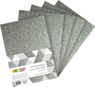 Fletë shkumë Gdd A4 Glitter, paketim 5 copë, 2mm, argjendi me shkëlqim