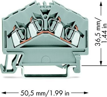 Klemë shine Wago 280-646, 4 përcjellës, 2.5mm², gri