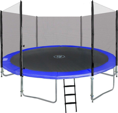 Trampolinë Skyramiz 12FT, 366cm, me rrjetë sigurie dhe shkallë, blu