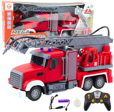 Lodër makinë zjarrfikëse me telekomandë Fire Truck, shkallë ngritëse, funksion spërkatje uji, e kuqe gri