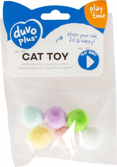 Lodra për mace Duvo+ Pastel Poly Balls, set me 6 toptha, me ngjyra