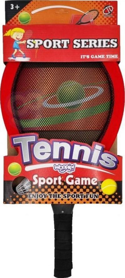 Set raketash Woopie Sport Game, 2 raketa, me top dhe shuttlecock, i kuq