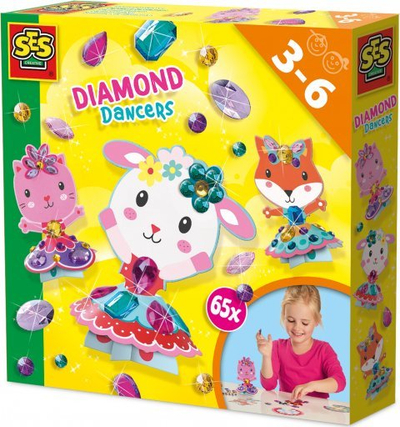 Set kreativ për kalamoj SES Creative Diamond Dancers, me gurë diamant dekorativë, shumëngjyrësh