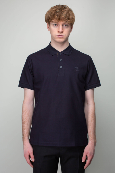 Bluzë polo Eddie TB, me mëngë të shkurtra, me jakë, blu e errët