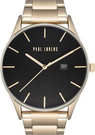 Ora për meshkuj Paul Lorens Deluce Gold Classic Date, çelik inox, 30M rezistente ndaj ujit, e artë