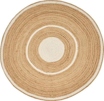 Tapet rrumbullak Beliani HALFELI, 140 cm, jute edhe pambuk, bezhë krem