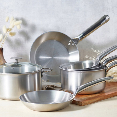 Тава sauté De Buyer Alchimy Sauteuse, 24 cm, повеќеслоен инокс, сребрена