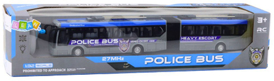 Autobusi policor me telekomandë LEAN Toys Heavy Escort, 1:32, drita LED, i përthyeshëm, gri