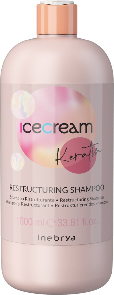 Shampo për flokë Inebyra Ice Cream Keratin Restructuring, 1000 ml