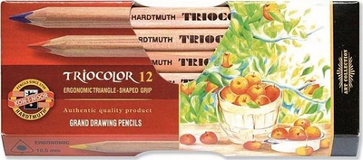 Боички Koh-i-noor Triocolor Jumbo, триаголни, сет 12 парчиња, во повеќе бои