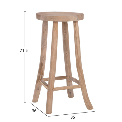 Stol bari Kont druri teak natyral Φ34.5×71.5 cm (HM9338)
