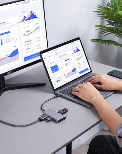 Docking Station Aukey (CB-C91) 8 në 1, i hirtë