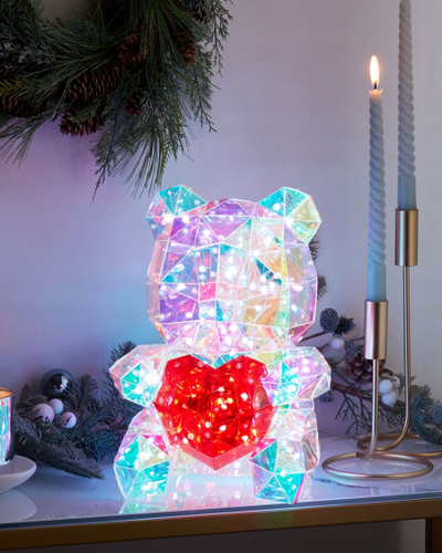Dekor dritash LED Beliani Ariu Teddy Bear Rigel, 30cm, me aplikacion në telefon, shumëngjyrësh