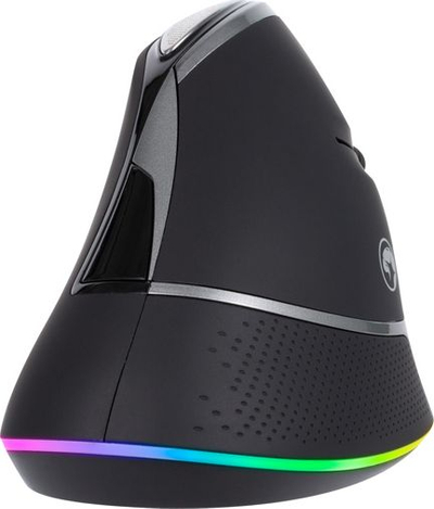 Maus wireless Marvo M708W, vertikal, me drita RGB, i zi