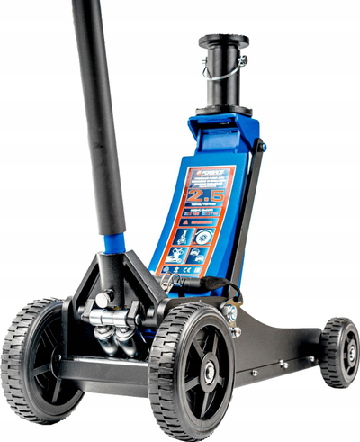 Krik hidraulik Forsage Off-road 2.5T, diapazon 155-615mm, rrota të mëdha, i kuq