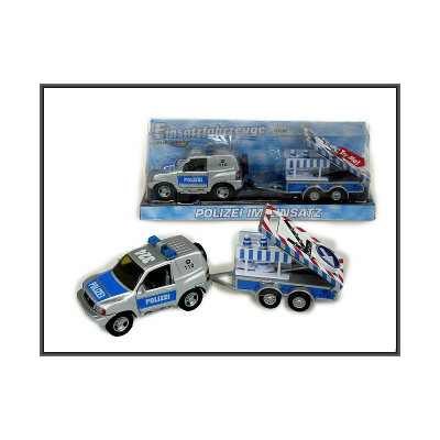 Makina lodër policie Hipo HXCL009, 12cm, me rimorkio, gri me blu