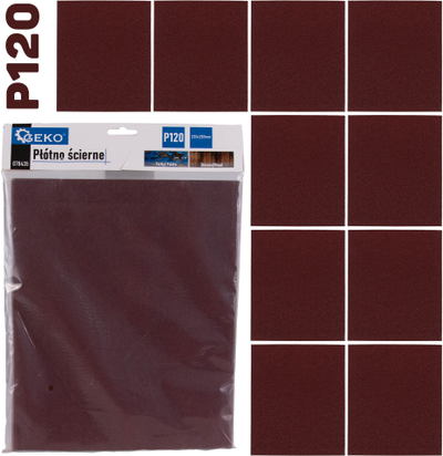 Шмиргл хартија Geko 678435, P120, 230x280mm, сет 10 парчиња