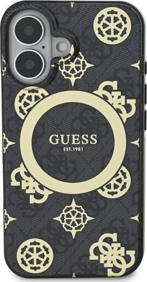 Mbrojtëse telefoni Guess IML 4G Peony MagSafe, për iPhone 16, e zezë