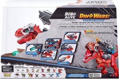 Lodër robotike Zuru Robo Alive Dino Wars Mega Rex, me zëra dhe lëvizje, dinosaur T‑Rex i kuq