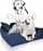 Shtrat për qen Kingdog S, 55x45 cm, me emrin e qenit sipër, gri e çelët