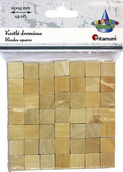 Kubi druri Titanum, 1.5 x 1.5 cm, set me 49 copë, ngjyrë natyrale