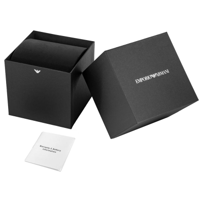 Рачен часовник Emporio Armani AR11774, хронограф 42 mm, кожен ремен, црн
