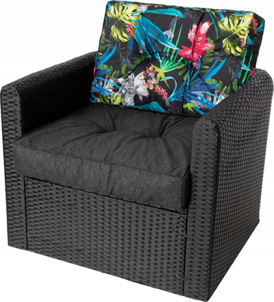 Jastëk kopshti HOBBYGARDEN Kaja, për kolltuqe Technorattan, 68x68 cm, Black Colorful Leaves