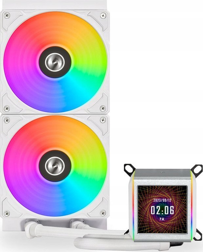 Ftohës uji CPU Lian Li Galahad II LCD Performance AIO, 280mm, me ekran LCD, i bardhë