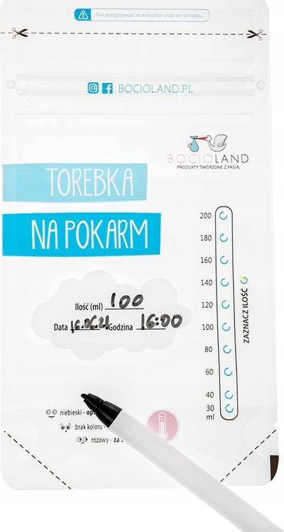Qese për ngrirje qumështi Bocioland, 200 ml, set 50 copë, transparente