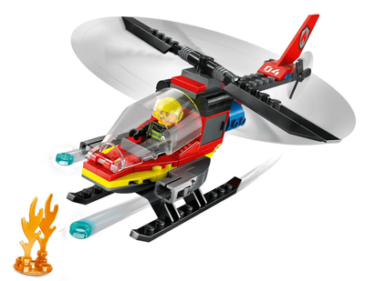 Lodër ndërtimi LEGO City Fire Rescue Helicopter 60411, set zjarrfikës, helikopter shpëtimi, shumëngjyrëshe