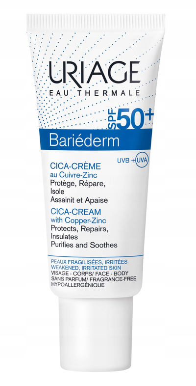Krem rigjenerues për fytyrë Uriage Bariéderm Cica-Cream, SPF50+, 40ml, i bardhë
