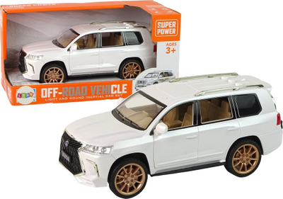 Makine lodër off road Leantoys Lexos 1:14, dritë edhe tinguj, mekanizëm inercial, e bardhë