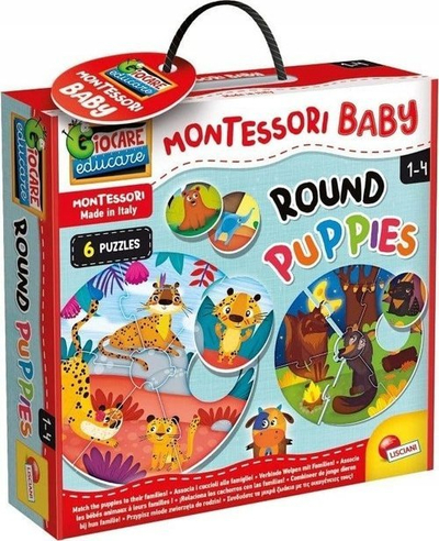 Loja edukative Lisciani Montessori Round Puzzles, puzzle rrethor, për kalamaj 1–4 vjeç, shumëngjyrësh