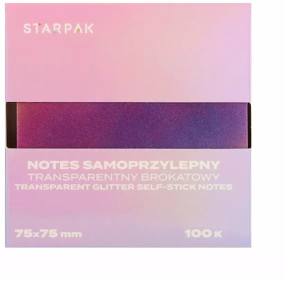 Bllok shënimesh vetëngjitës Starpak Transparent Ombre, 75x75mm, 100 fletë, shumëngjyrësh