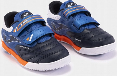 Këpucë futsalli për kalamaj Joma Cancha Jr 2403 IN, me rrip mbyllje, blu portokalli