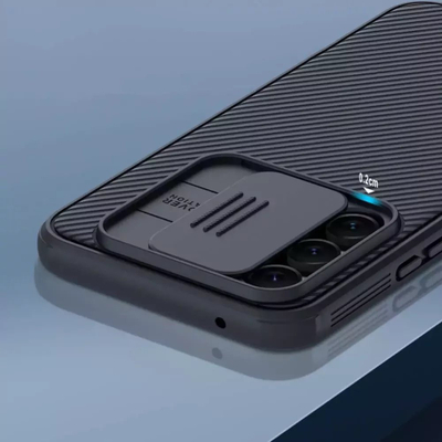 Kuti telefoni NILLKIN CamShield Pro, për Samsung Galaxy A54 A34 A04 A04s A14 5G, mbrojtëse me kapak kamere, e zezë